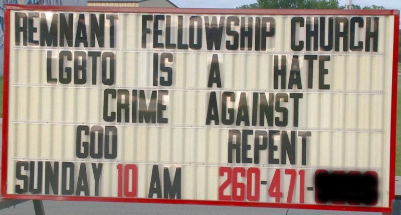 Remnant Fellowship Church sign/Twitter