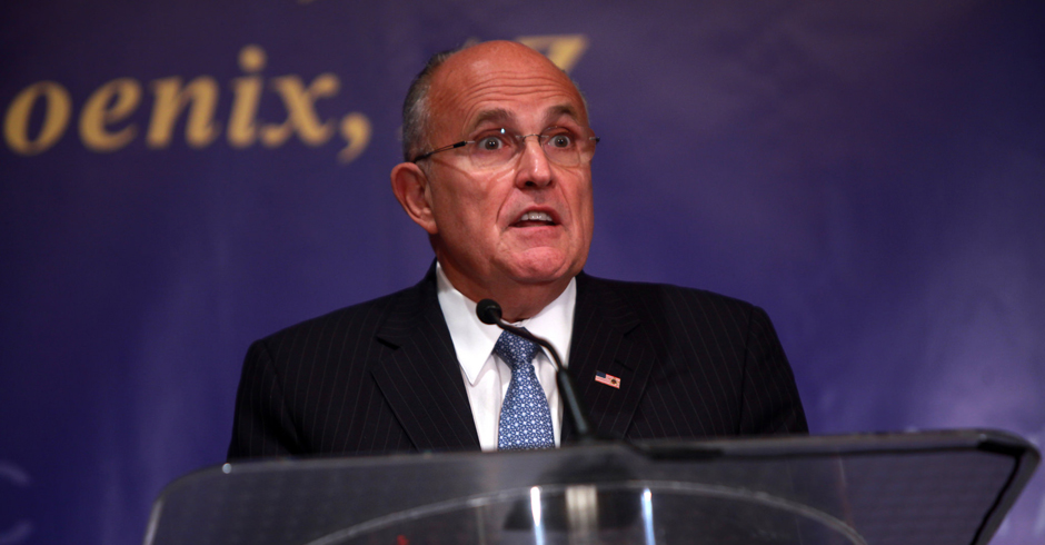 Rudy Giuliani speaking at an event hosted by the Iranian American Community of Arizona