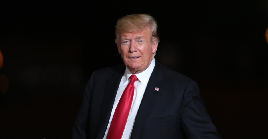 Donald Trump at Phoenix-Mesa Gateway Airport in Mesa, Arizona.