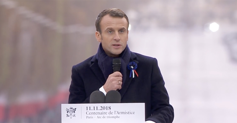 French President Emmanuel Macron at Armistice event