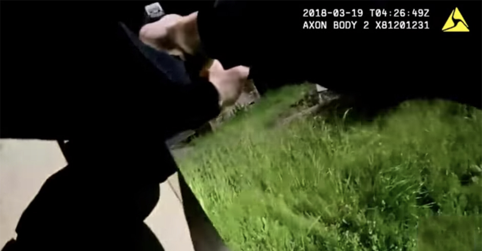 Still from Body Camera Footage in the shooting of Stephon Clark