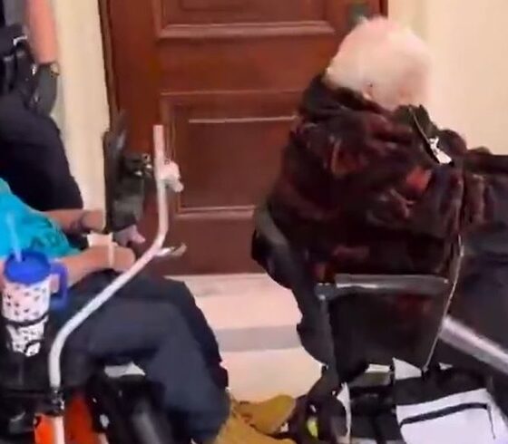 disabled protesters with zip ties around wrists